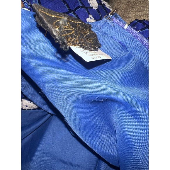 vtg Eves Allure Dress Blue Silk Sequins Beaded 90s Formal small gorgeous - Picture 10 of 10